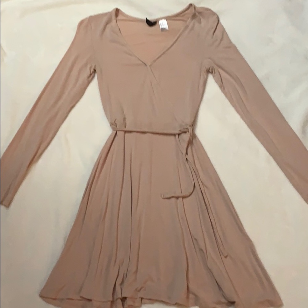 H&M nude pink fit and flare dress